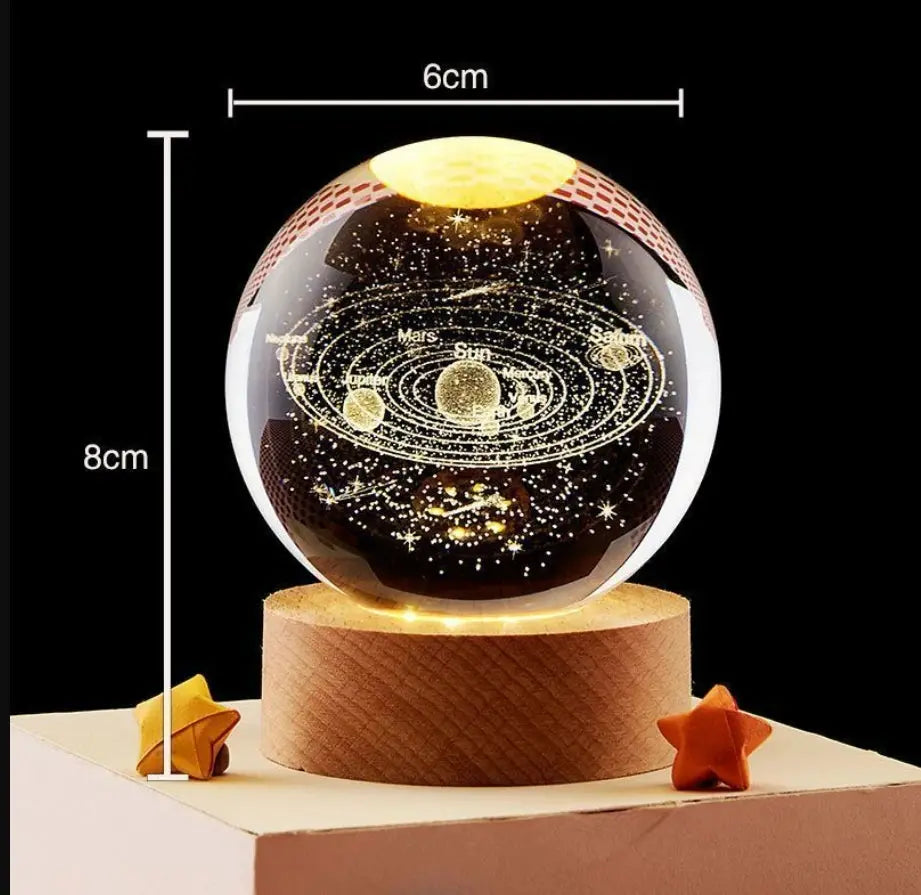 LED Night Light Galaxy Crystal Ball Table Lamp 3D Planet Moon Glowing Planetary Bedside Light Bedroom Home Decor Christmas Gift Urban Pulse