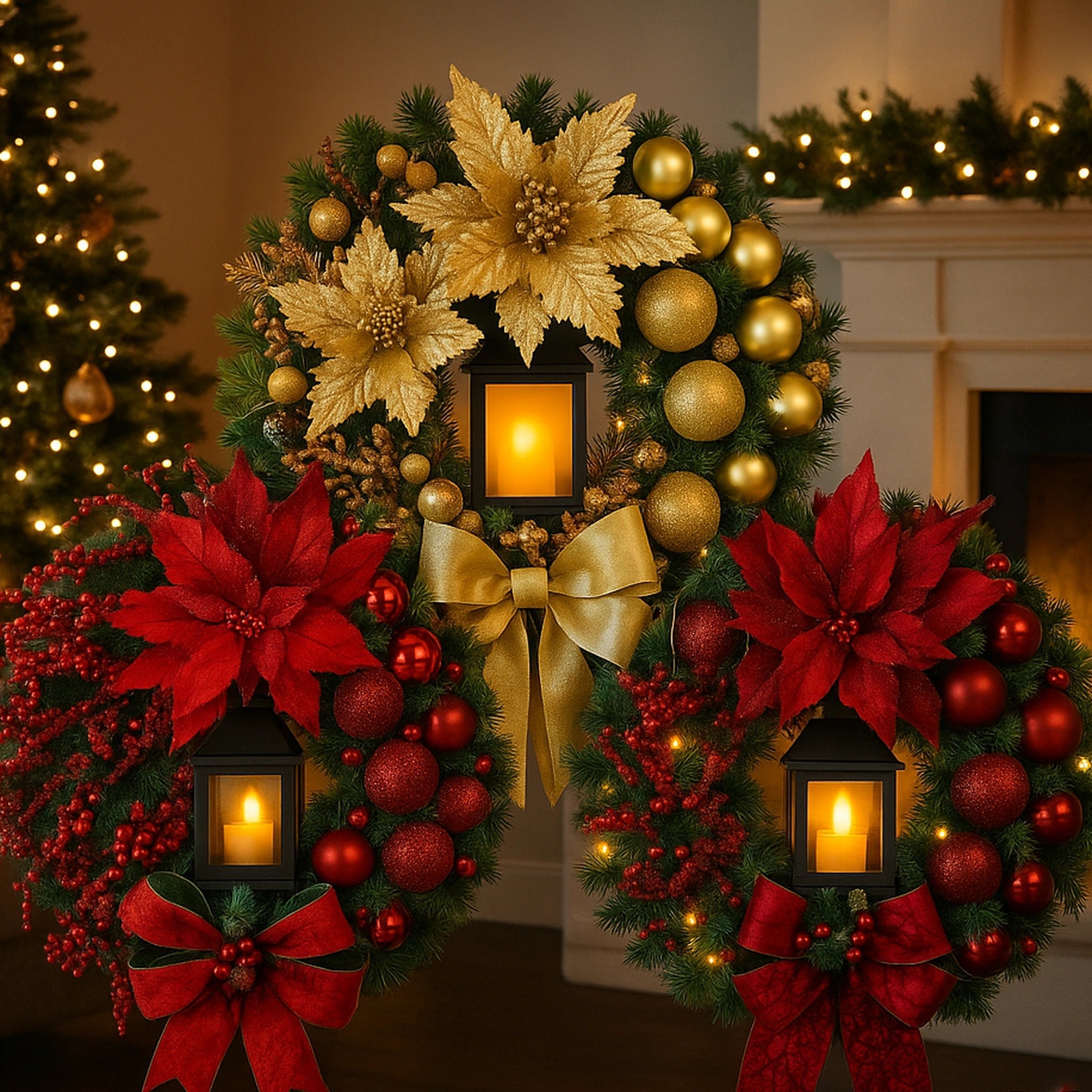 🎄 Couronne de Noël avec Lanterne LED – Urban Pulse Urban Pulse