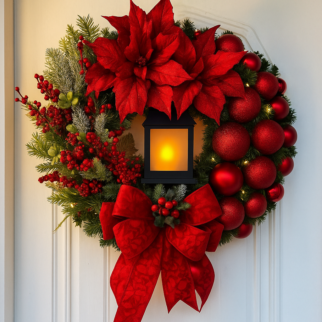 🎄 Couronne de Noël avec Lanterne LED – Urban Pulse Urban Pulse