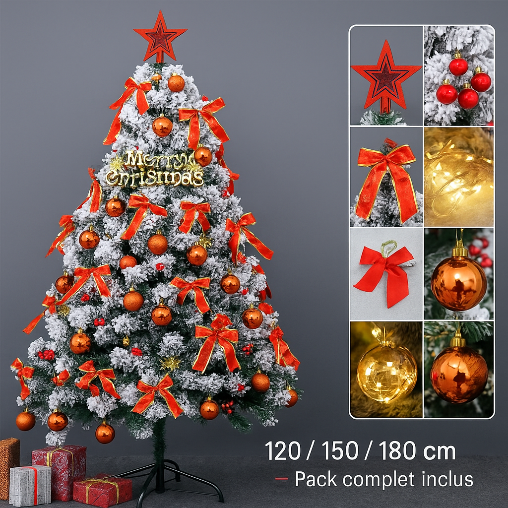 🎄 Sapin de Noël complet avec décorations incluses – 120/150/180 cm | Urban Pulse Urban Pulse
