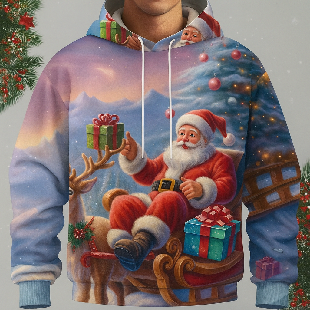 Christmas party graphic hoodie 3D Print Spring Autumn Fashion Leisure Versatile Streetwear Men's Women's Y2K Christmas Hoodies Urban Pulse