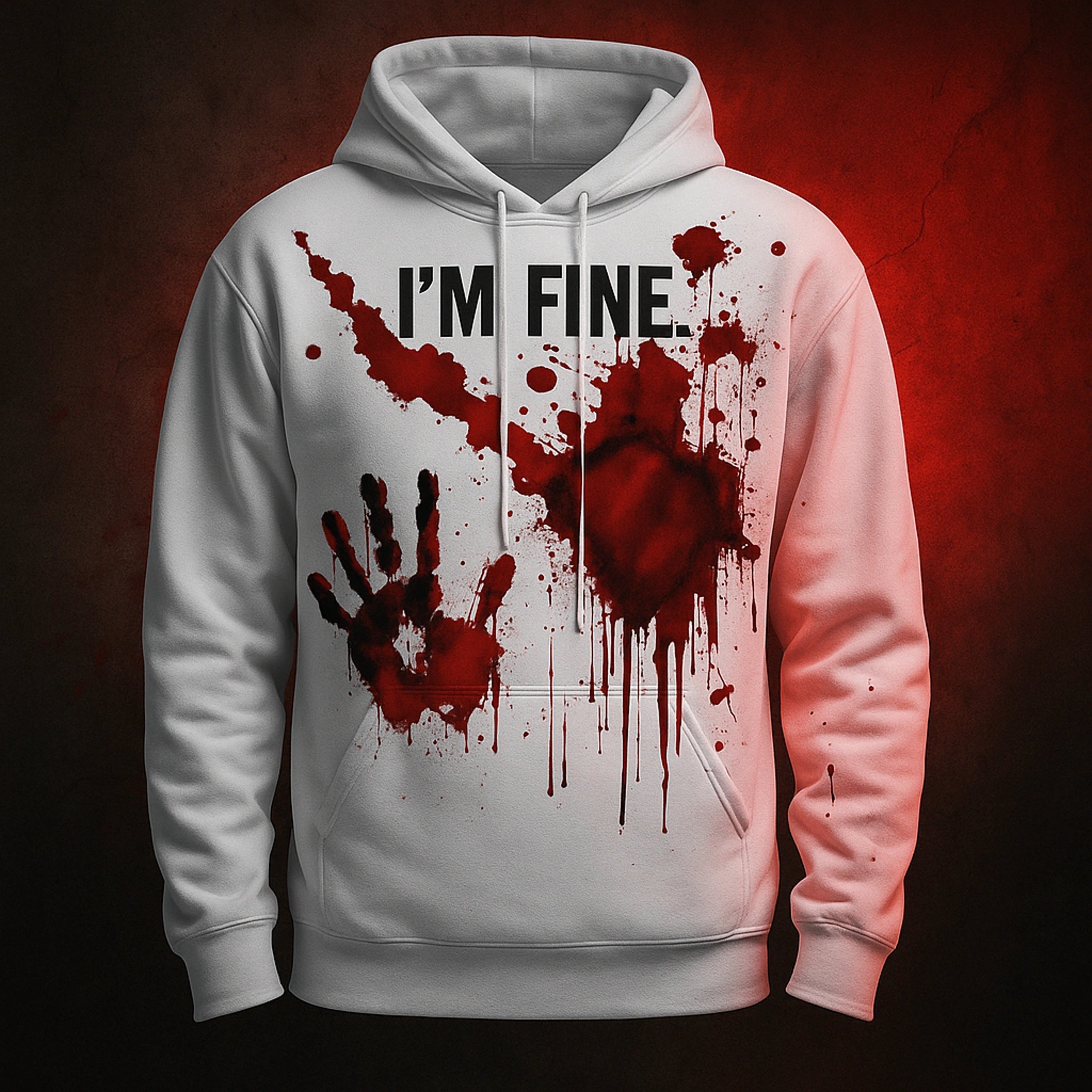 Sweat à capuche unisexe “I’m Fine / Boogeyman” – Impression sang Halloween Urban Pulse