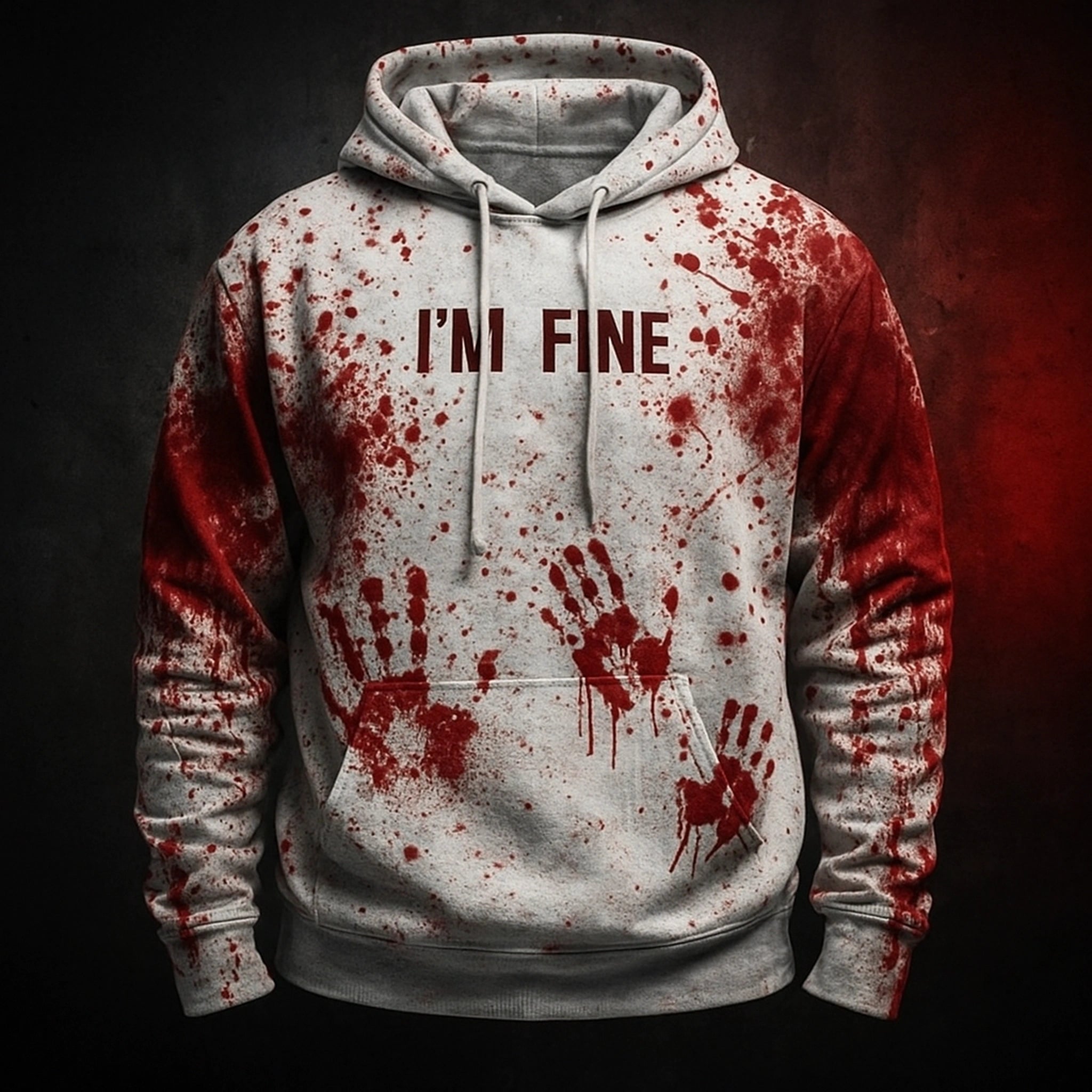 Sweat à capuche unisexe “I’m Fine / Boogeyman” – Impression sang Halloween Urban Pulse