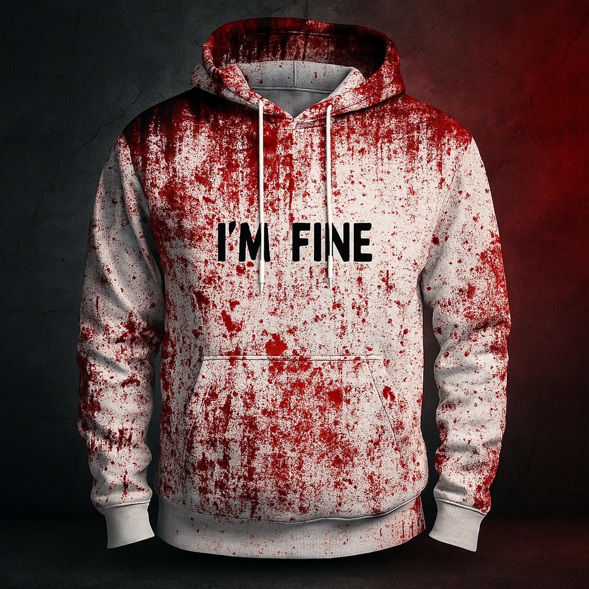 Sweat à capuche unisexe “I’m Fine / Boogeyman” – Impression sang Halloween Urban Pulse