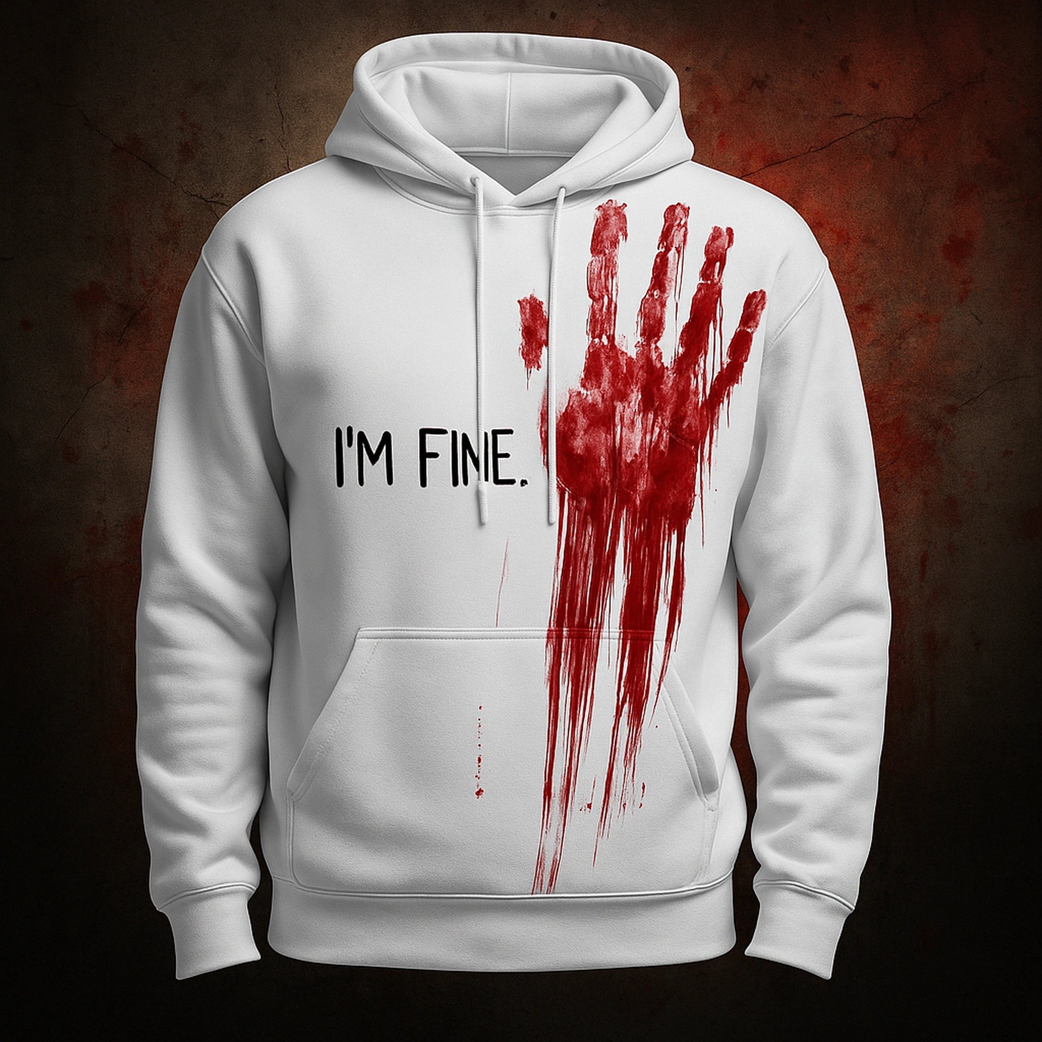 Sweat à capuche unisexe “I’m Fine / Boogeyman” – Impression sang Halloween Urban Pulse