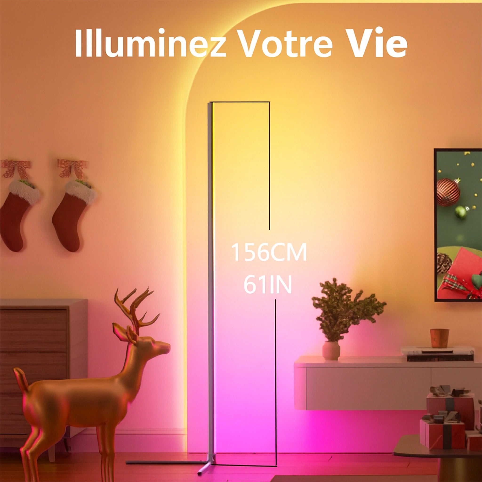 Lampe LED Connectée RGBIC – Éclairage d’Angle Intelligent avec Appli & Musique Urban Pulse