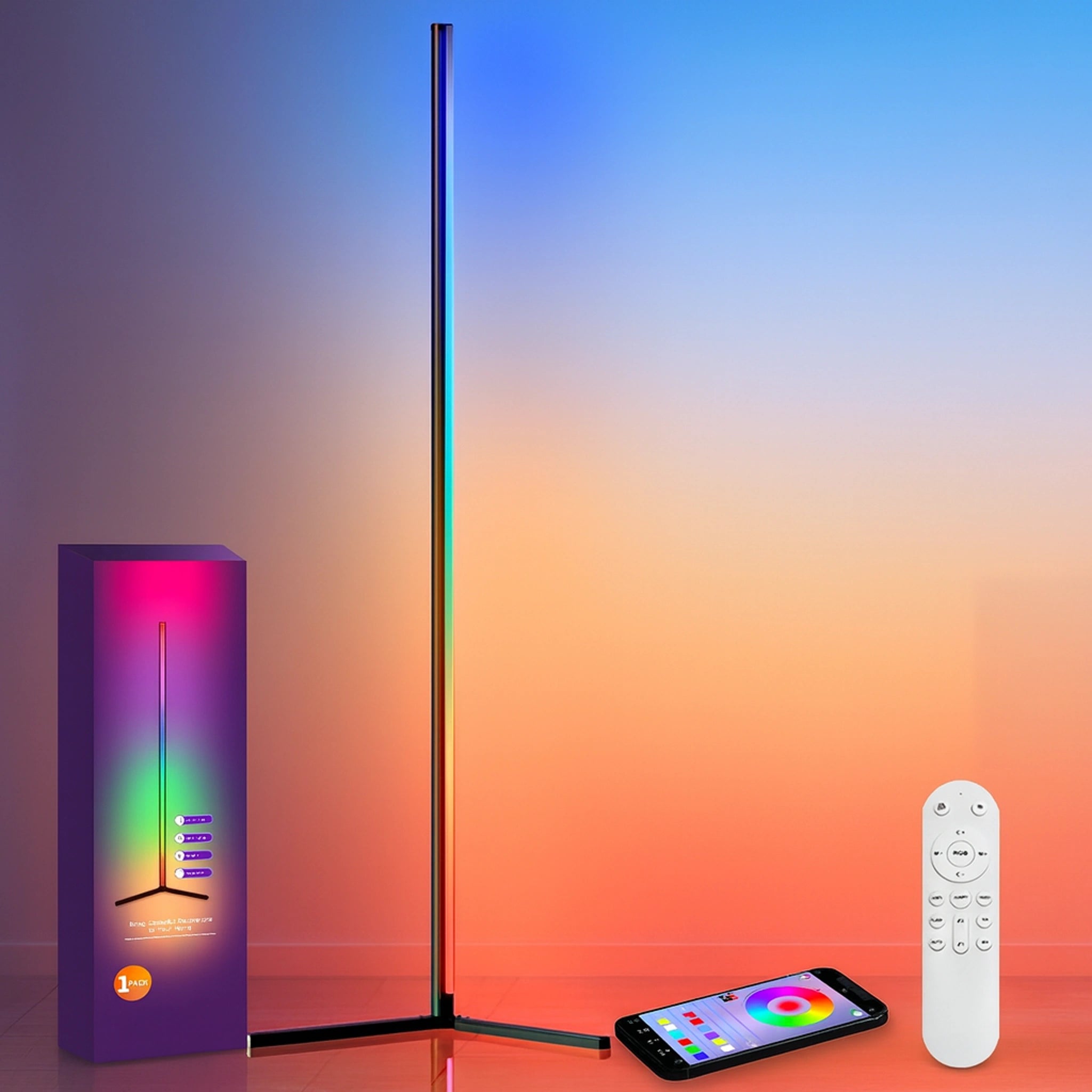 Lampe LED Connectée RGBIC – Éclairage d’Angle Intelligent avec Appli & Musique Urban Pulse
