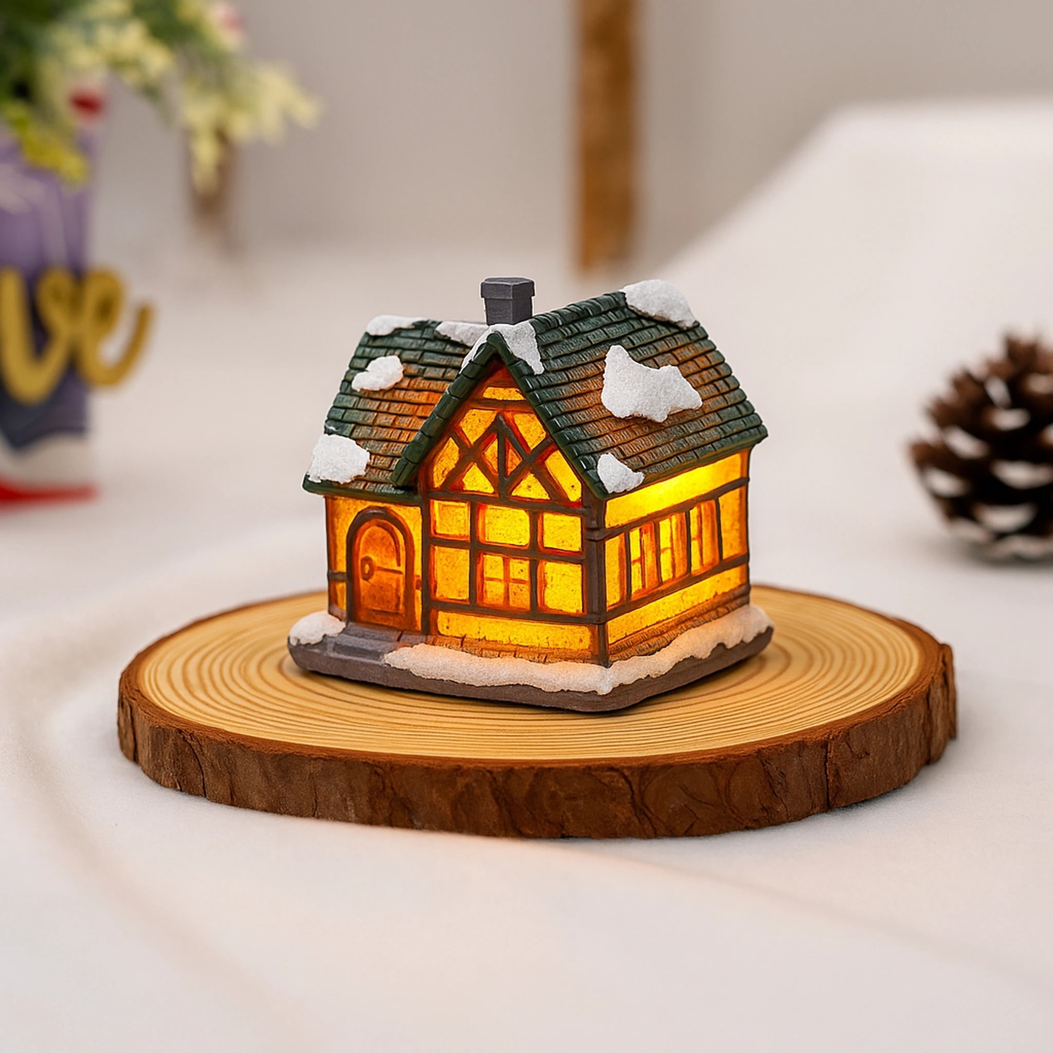 1~6pcs 2025 Christmas Ornaments LED Night Light Luminous Castle Snow House Sculpture Xmas Decoration for Home New Year Navidad Urban Pulse