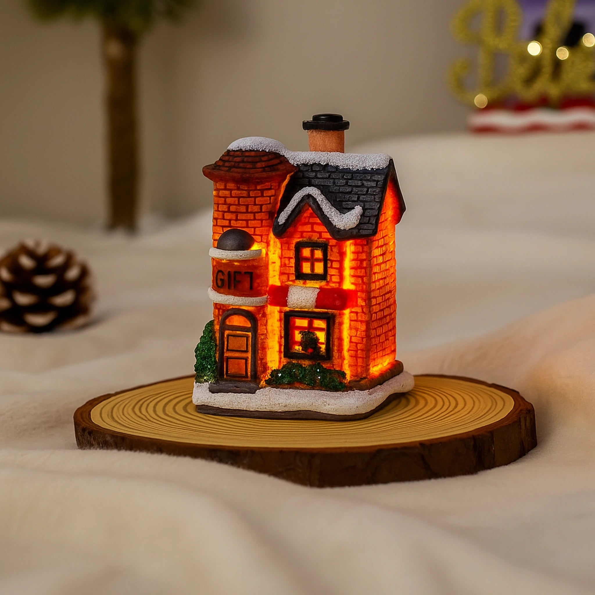 1~6pcs 2025 Christmas Ornaments LED Night Light Luminous Castle Snow House Sculpture Xmas Decoration for Home New Year Navidad Urban Pulse