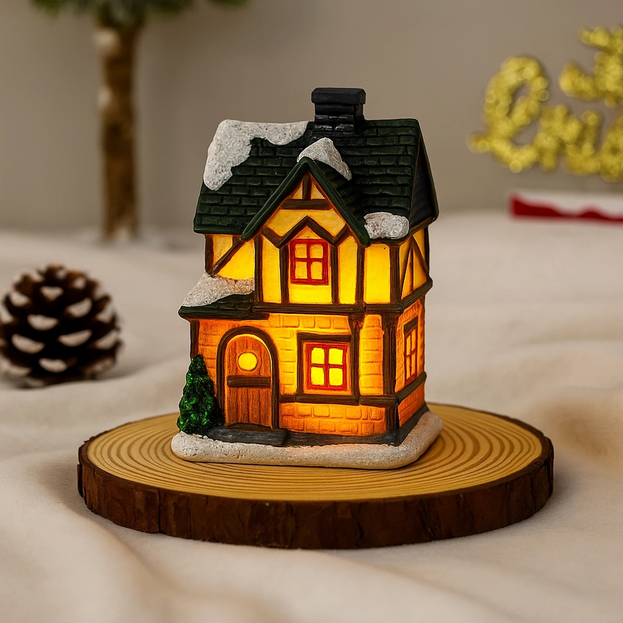 1~6pcs 2025 Christmas Ornaments LED Night Light Luminous Castle Snow House Sculpture Xmas Decoration for Home New Year Navidad Urban Pulse
