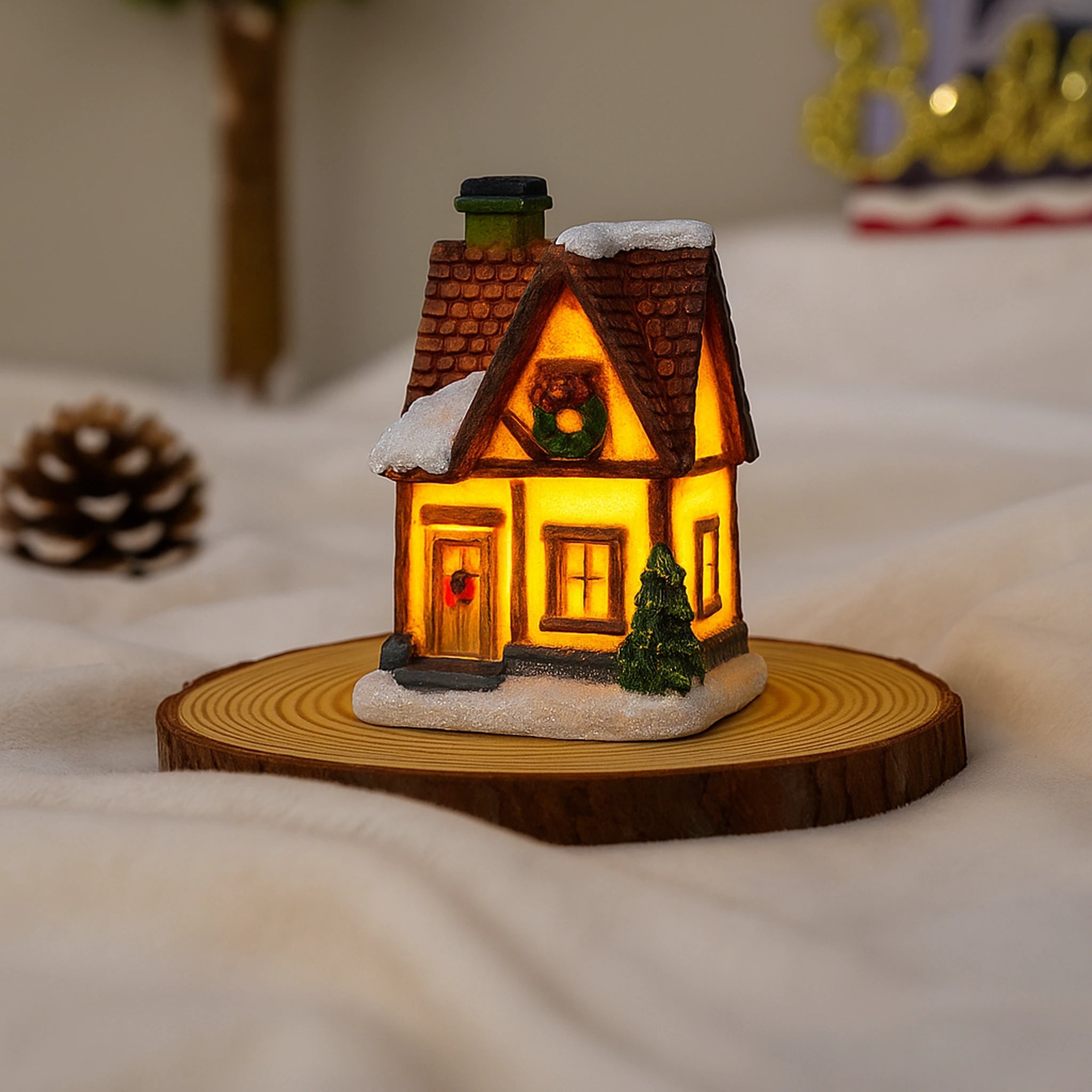 1~6pcs 2025 Christmas Ornaments LED Night Light Luminous Castle Snow House Sculpture Xmas Decoration for Home New Year Navidad Urban Pulse