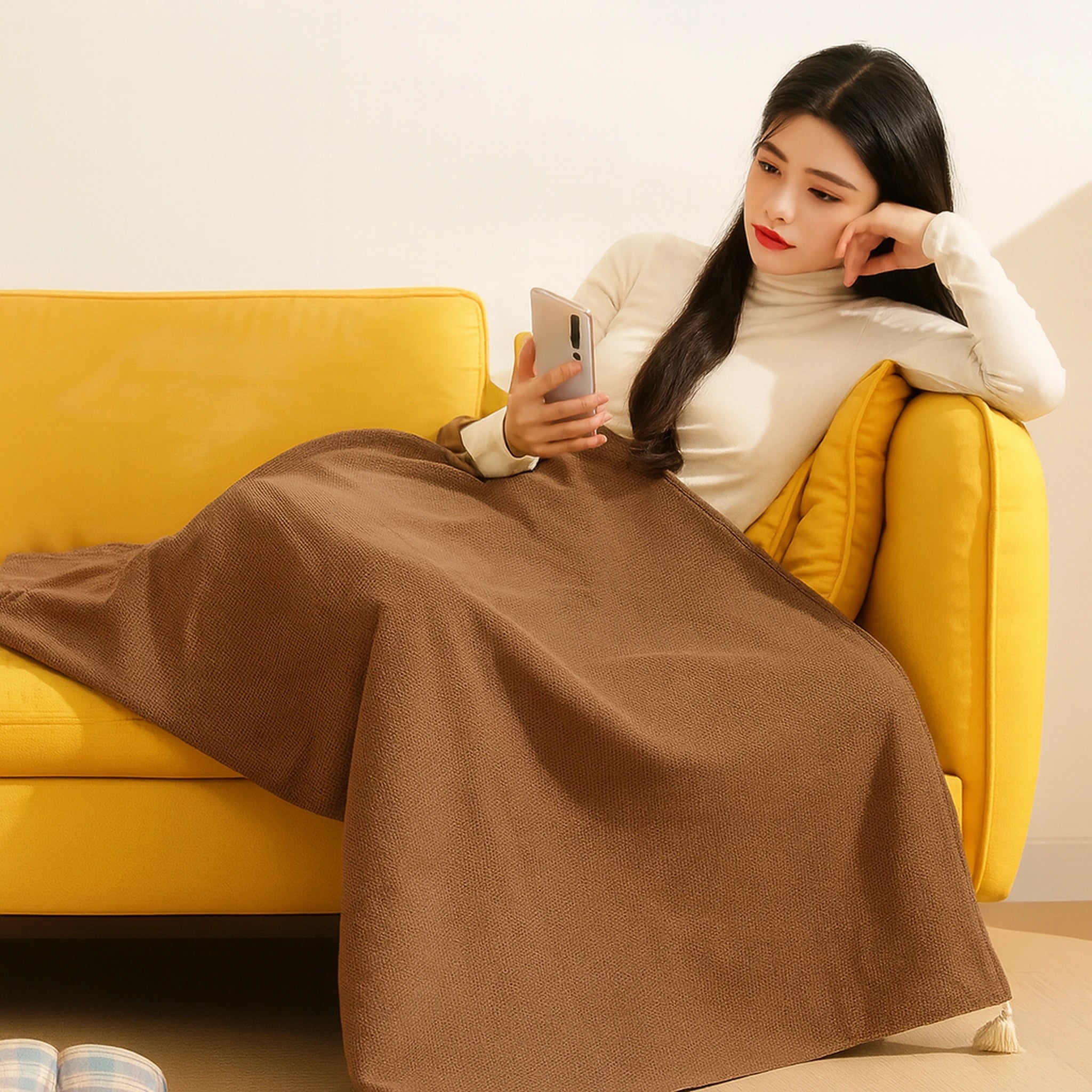 Plaid chauffant portable USB – Châle chauffant 9 zones lavable, hiver cosy Urban Pulse