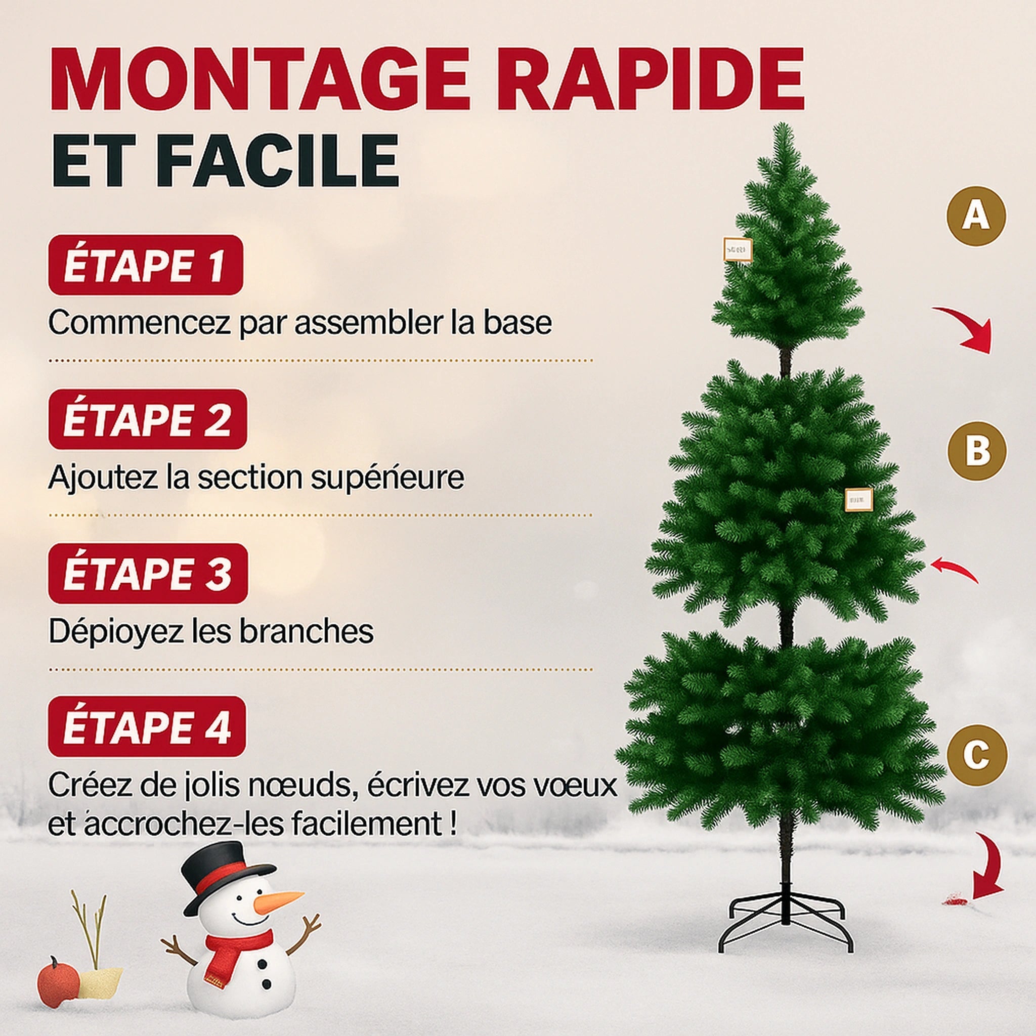 Sapin de Noël Artificiel Premium 1m95 – Branches Denses & Support Métallique Robuste Urban Pulse