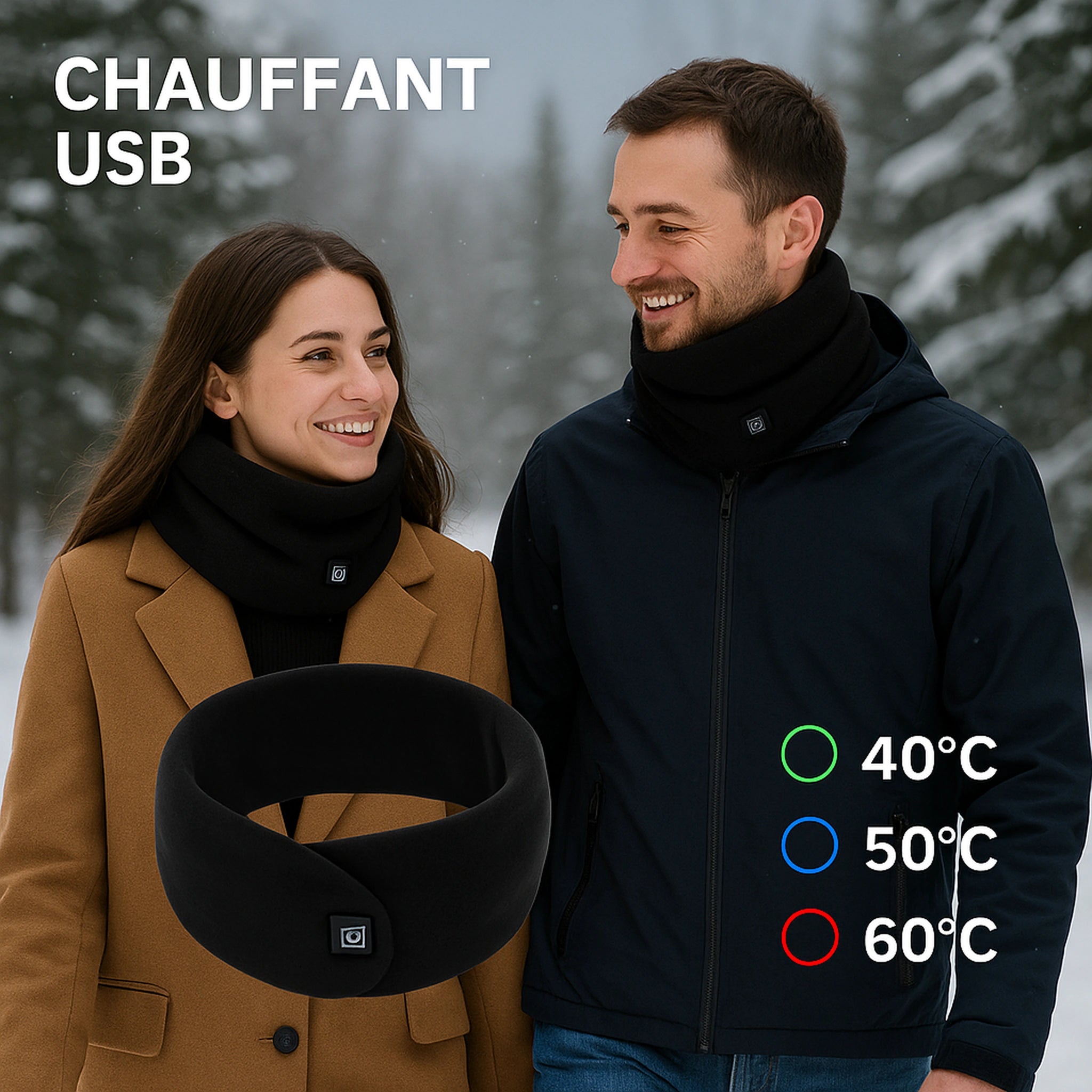 Tour de Cou Chauffant USB – Écharpe Chauffante 3 Niveaux de Chaleur Hiver Unisexe Urban Pulse