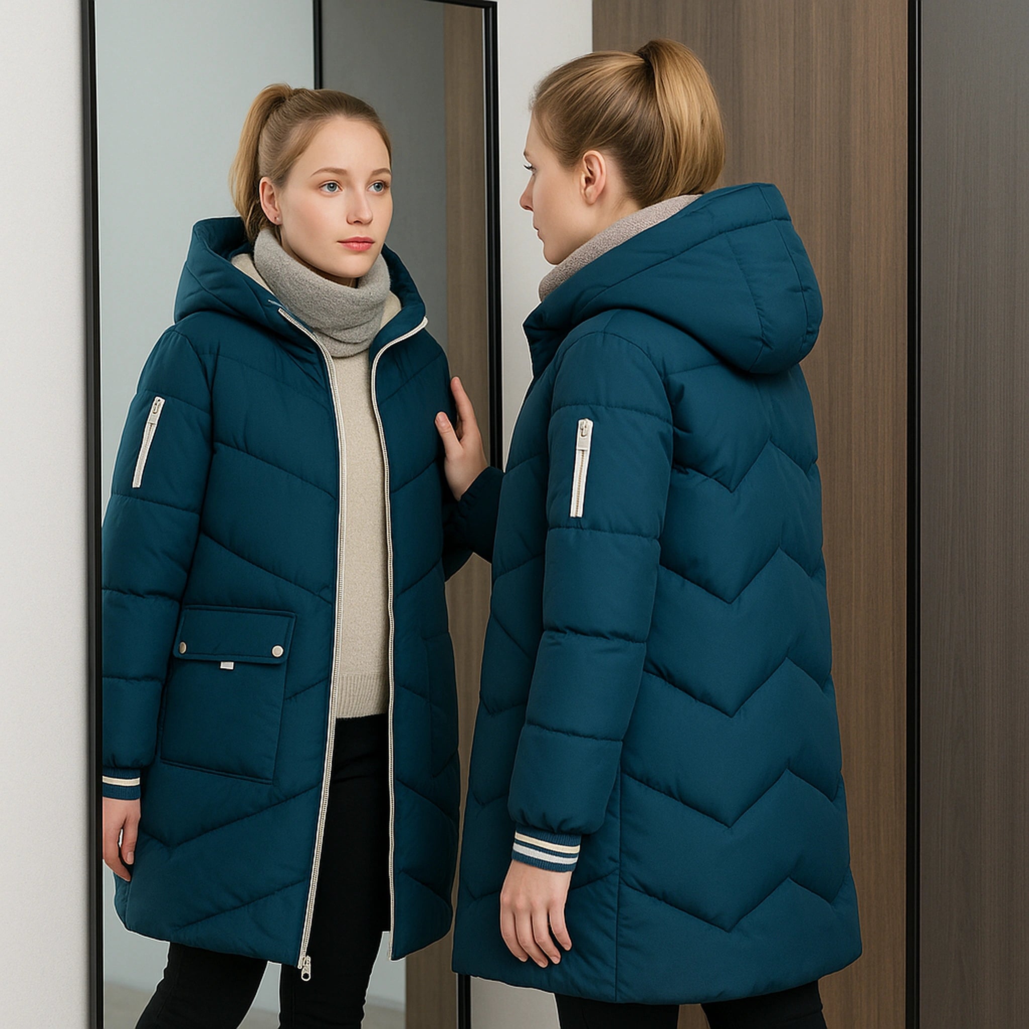 Doudoune longue femme hiver – Parka chaude à capuche Urban Pulse