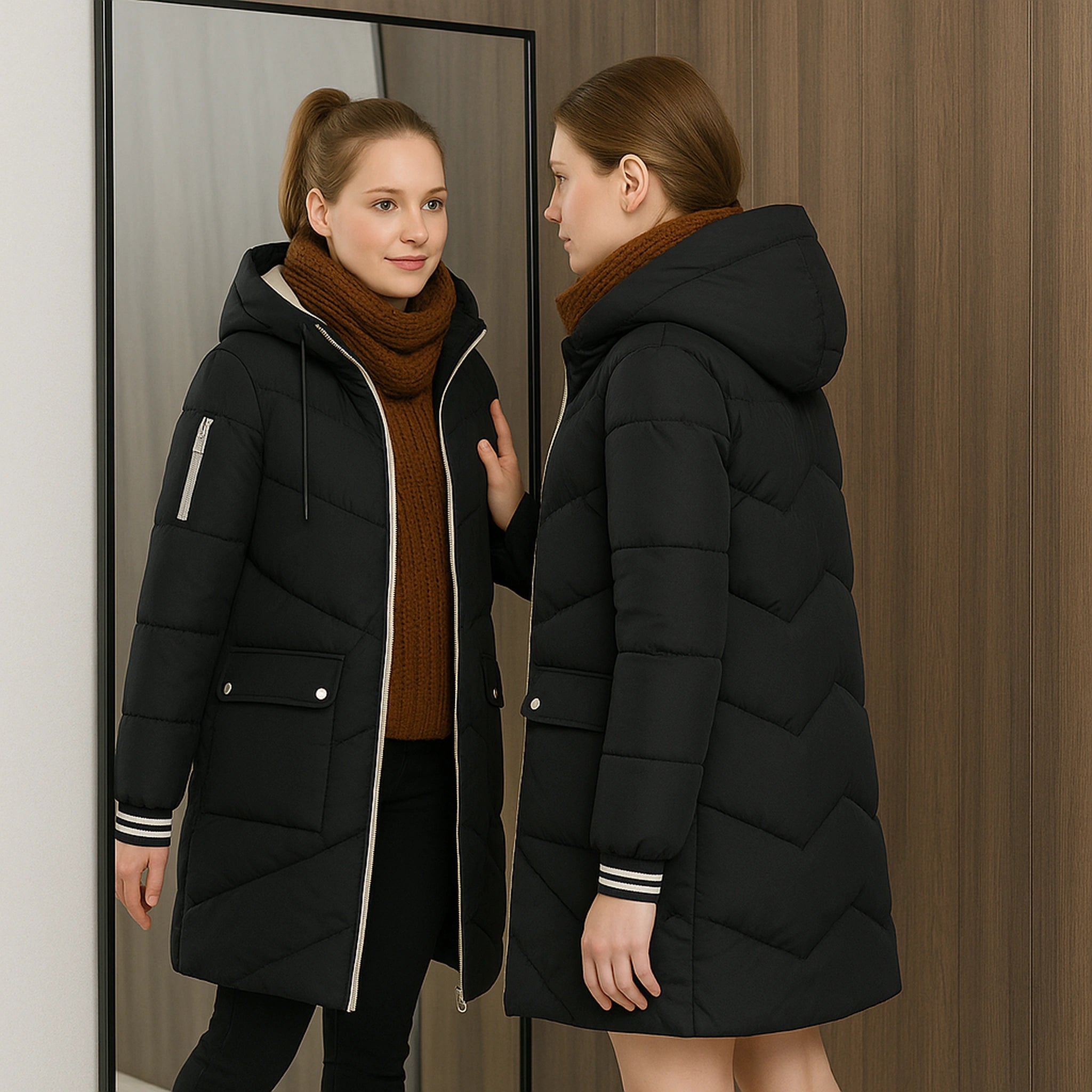 Doudoune longue femme hiver – Parka chaude à capuche Urban Pulse