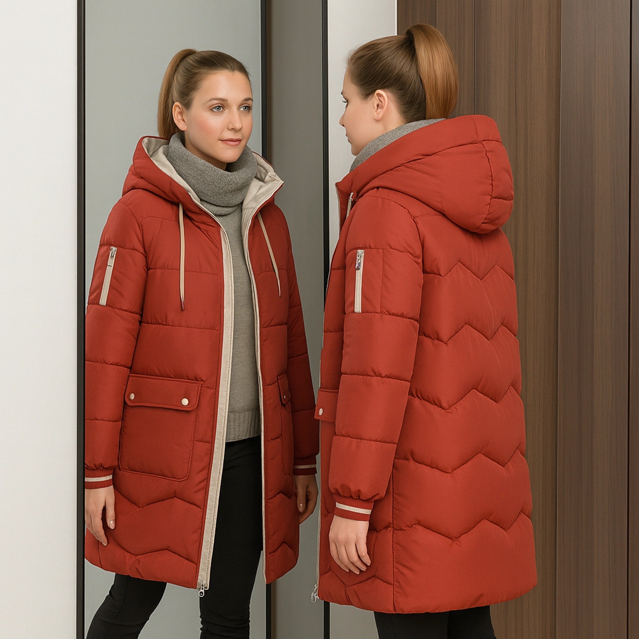 Doudoune longue femme hiver – Parka chaude à capuche Urban Pulse