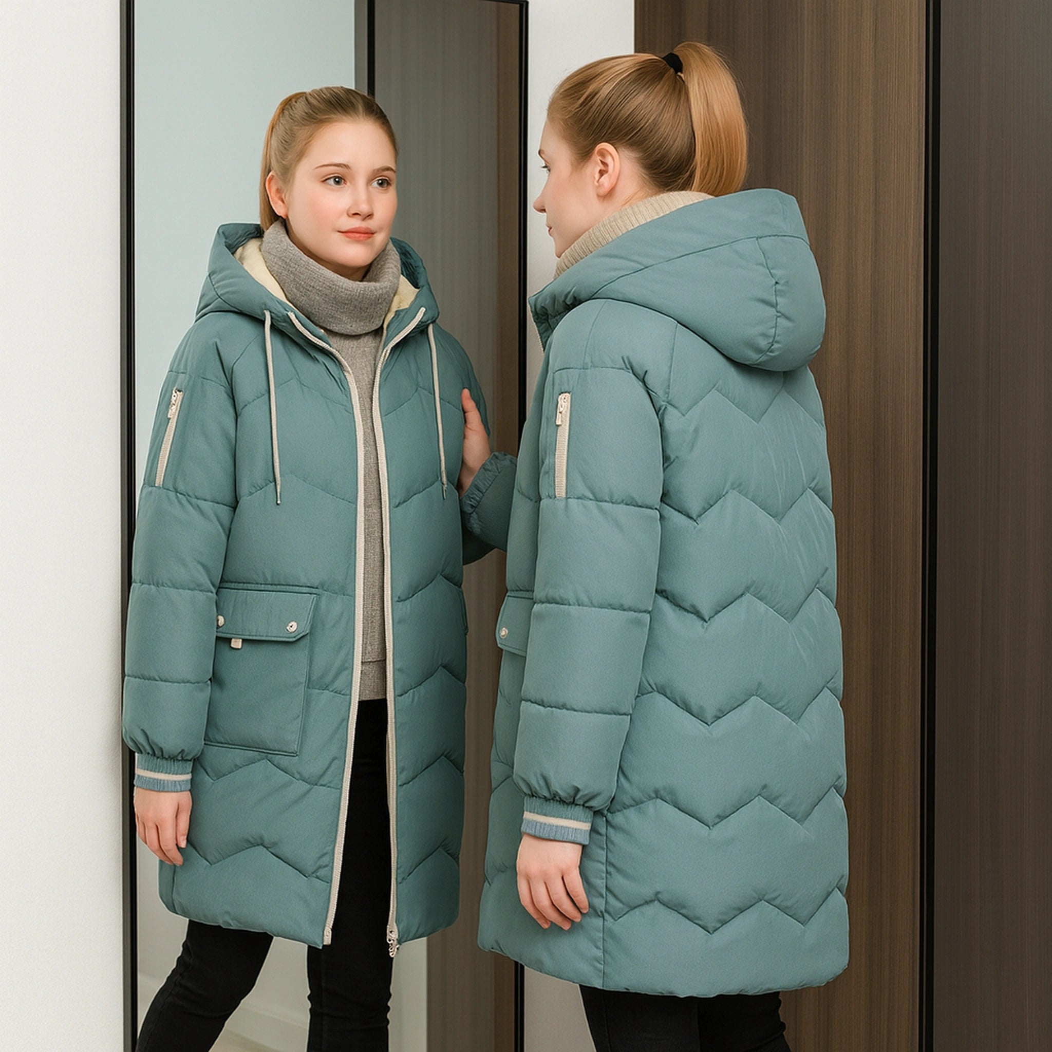 Doudoune longue femme hiver – Parka chaude à capuche Urban Pulse