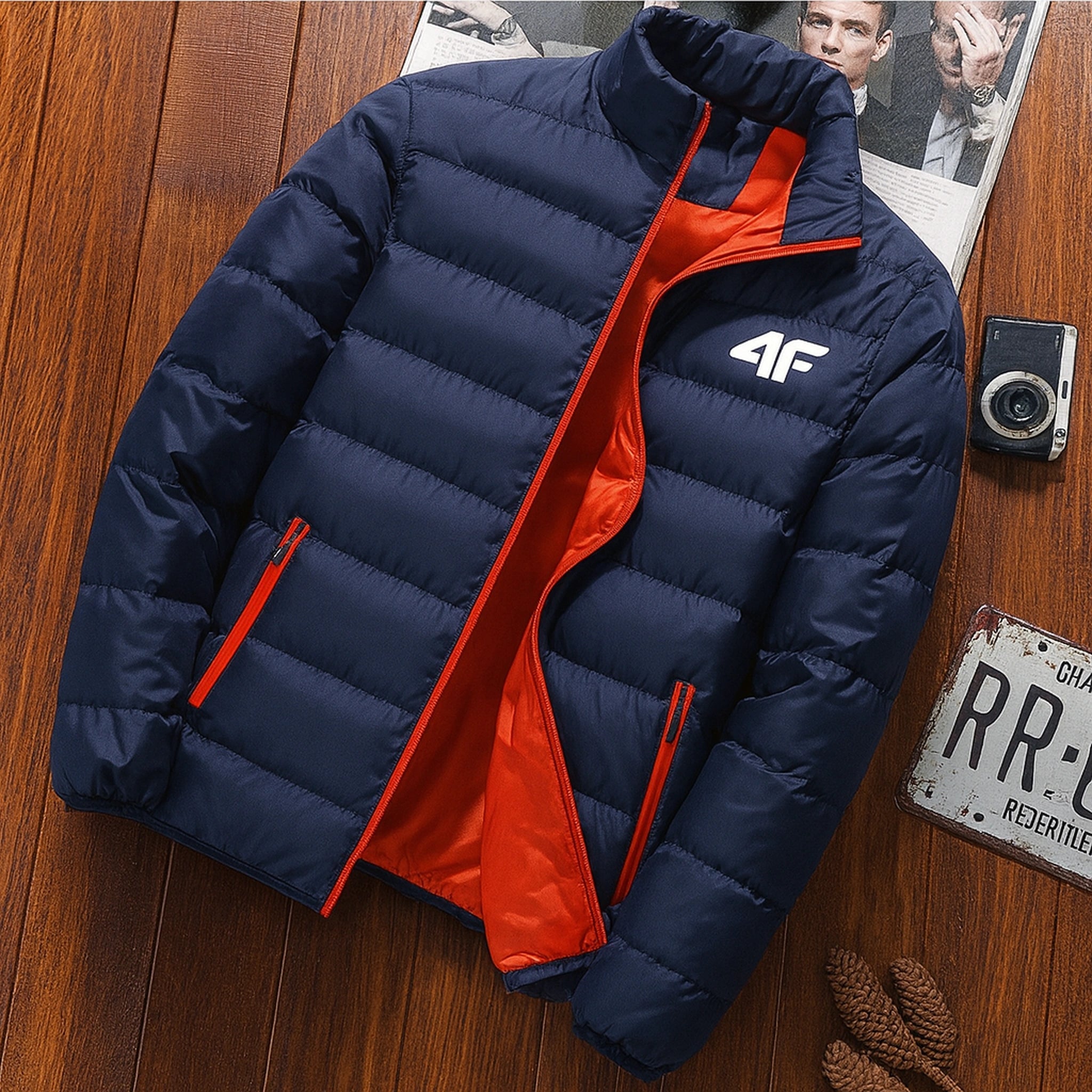 Men's casual jacket, waterproof windbreaker, zippered warm solid color, large size, autumn and winter Urban Pulse