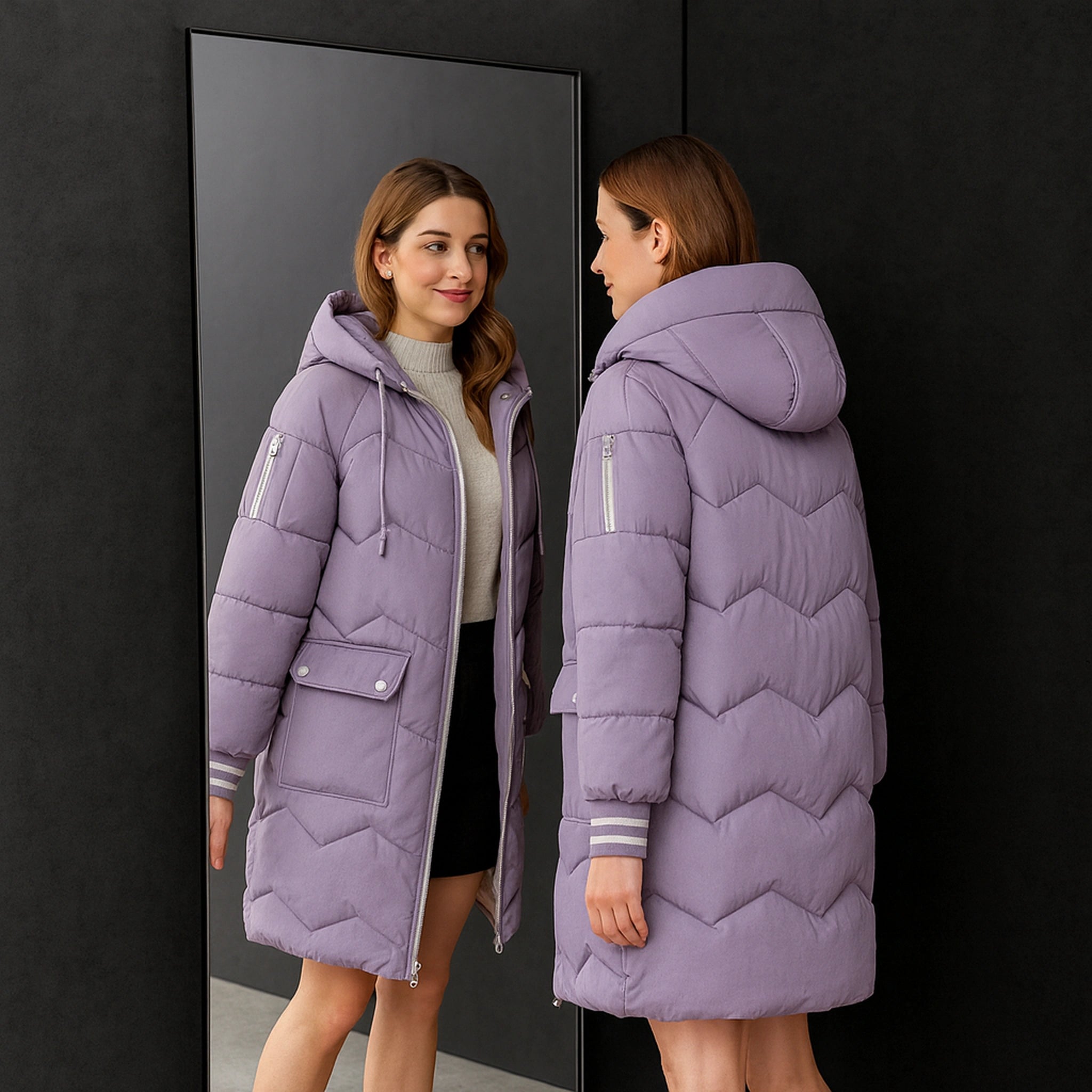 Doudoune longue femme hiver – Parka chaude à capuche Urban Pulse